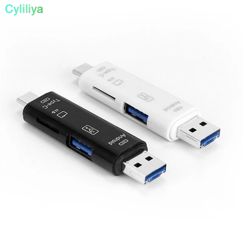 100 шт. Micro usb type C USB TF считыватель карт OTG концентратор адаптер Поддержка TF/Micro SD карты для телефона ПК MacBook