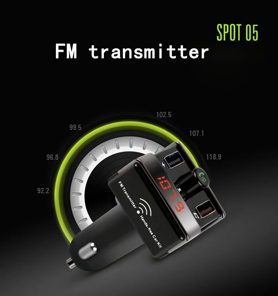 Автомобильный fm-передатчик Bluetooth беспроводной радиоадаптер 2.1A автомобильное зарядное устройство для устройства Handsfree комплект TF карта AUX MP3-плеер электроника для транспортных средств