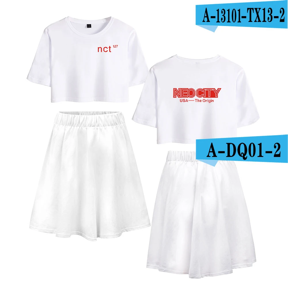 Nct 127 костюм с короткой юбкой футболка с короткими рукавами и короткая юбка костюм из двух предметов Повседневный сексуальный корейский удобный подростковый стиль - Цвет: Style2