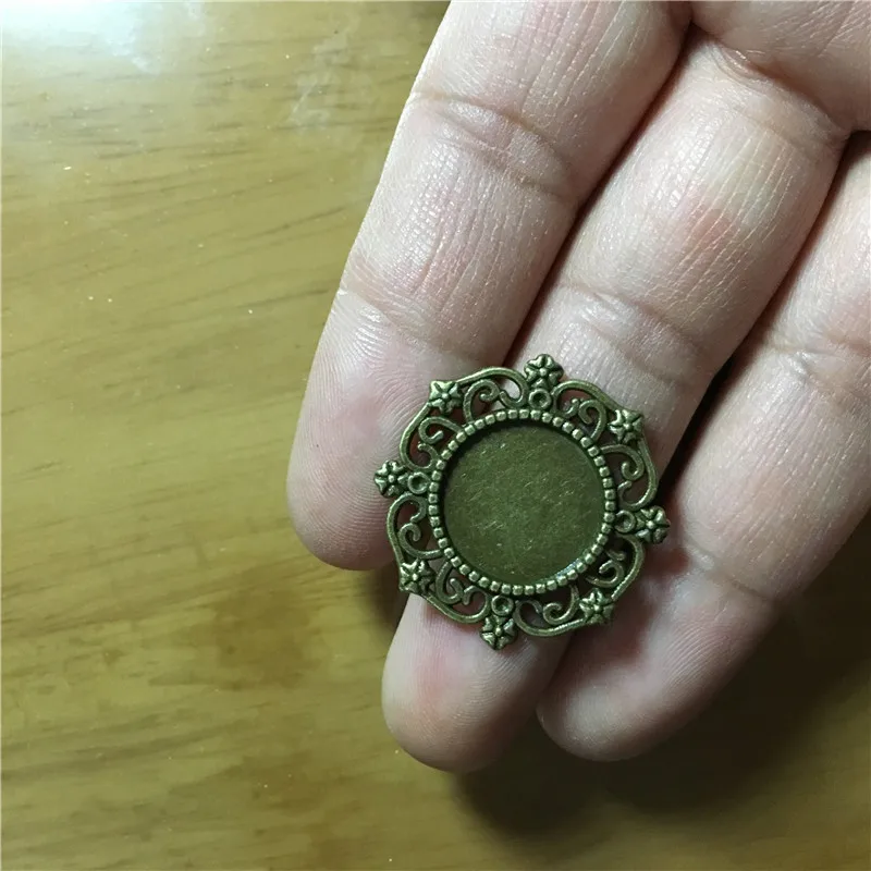 Бронзовая тон круглая оправа для камей настройки, Embellisments Кабошон База Установка DIY Винтажные Ювелирные изделия, 27x27 мм, 20 шт