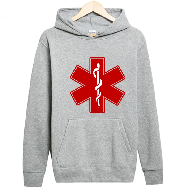 Hot Sale Hip Hop Cotton Long Sleeve Hoodies Men Clothes Ambulance Logo Print Tracksuit Acessorios Funny Hoodies Men