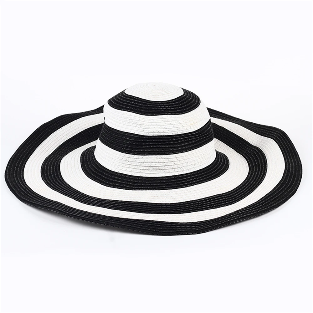 black and white striped floppy hat