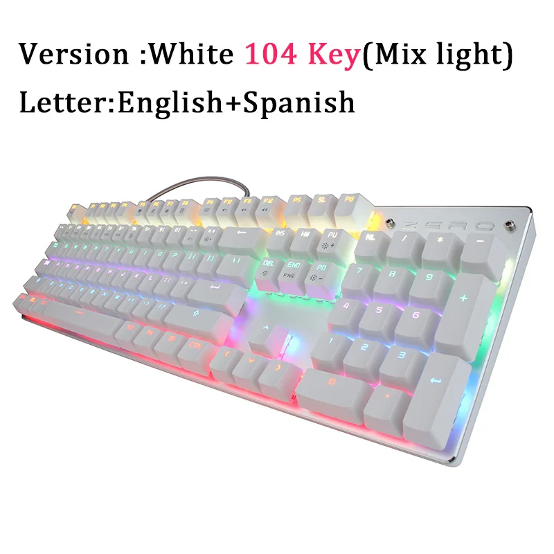 White ES 104 Key Игровая клавиатура с подсветкой красного и синего цвета, Проводная Механическая клавиатура 87 с 104 клавишами, с защитой от привидения, для ПК, компьютера, ноутбука - Цвет: White ES 104 Key