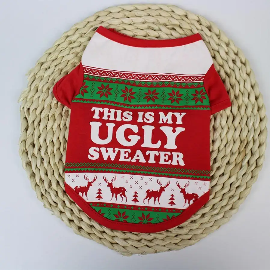 dog clothes winter warm Christmas Cute Dog T Shirt Pet Clothes Apparel Vests Costumes Clothing T-shirts for dogs cachorro NOV24
