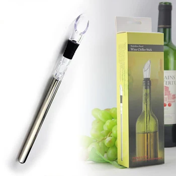 

Wine Bottle Cooling Chill Coolers Ice Cool Freezer Stick Rod and Pourer Stainless Steel Wine chillers Coolers Freezer with box