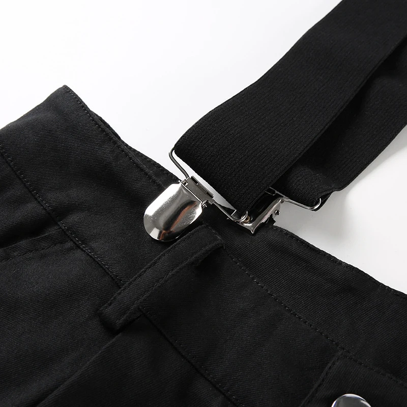 Военные женские Cargo Joggers штаны на подтяжках комбинезоны ремень длинные черные брюки карманы Пряжка и пуговицы Harajuku Хип-хоп