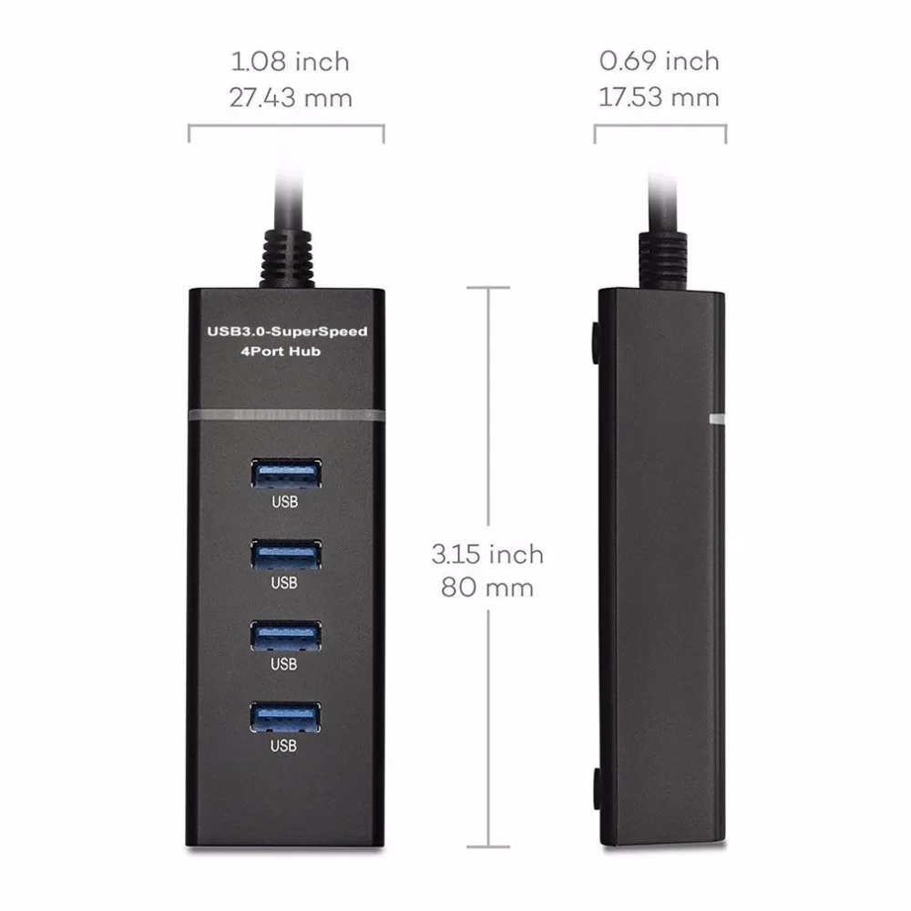 4 порта USB концентратор высокоскоростной передачи USB 3,0 концентратор удлинитель адаптер Портативный USB разветвитель для ноутбука ноутбук ПК
