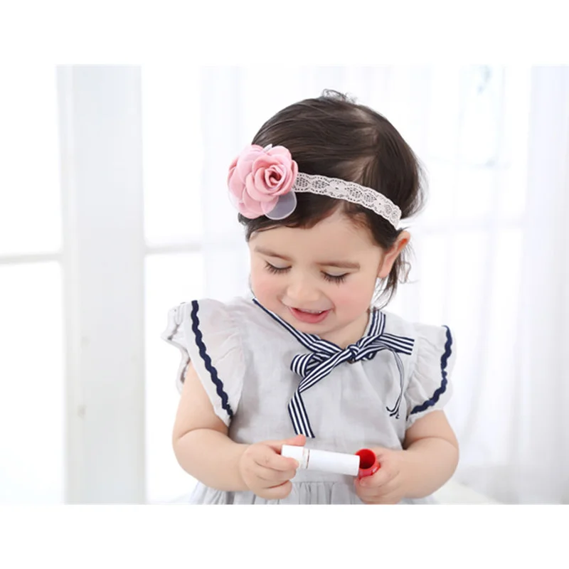 4Pink Flower Baby Child Girl Headband Elastic Comfortable Headwrap Band Hair Accessories for Beautiful Princess Dress Up Sweet