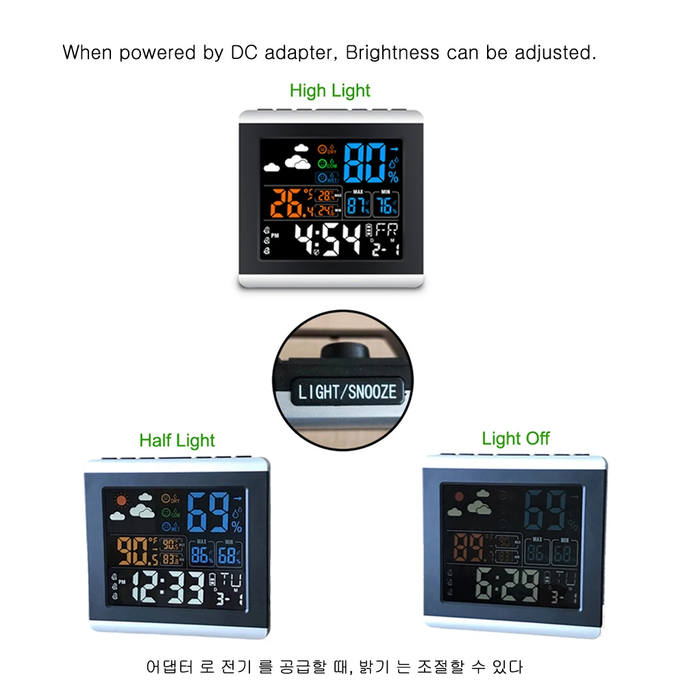 Идея Подарка акустический большой lcd цветной цифровой будильник с термометром влажности гигрометр настольная метеостанция