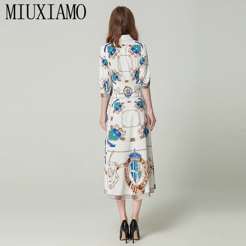 MIUXIMAO, высокое качество,, летнее платье, Ретро стиль, новейшая мода, цветочный принт, бриллианты, элегантное, Повседневное платье для женщин, vestidos