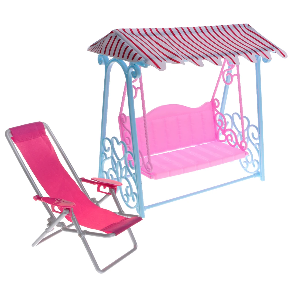 1/6 Rosy Beach Deck Chair Swing Model Dollhouse Miniature Furniture for Hot Toys   Dolls Accessory Kids Playset