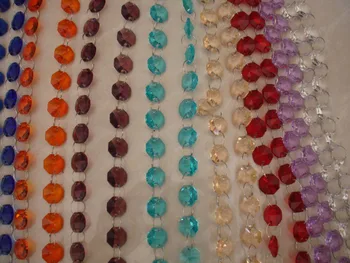 

20 meters/lot 14m Hot sale silvery ring crystal garland chain glass garland chains chandelier lamp octagon chain weeding decor
