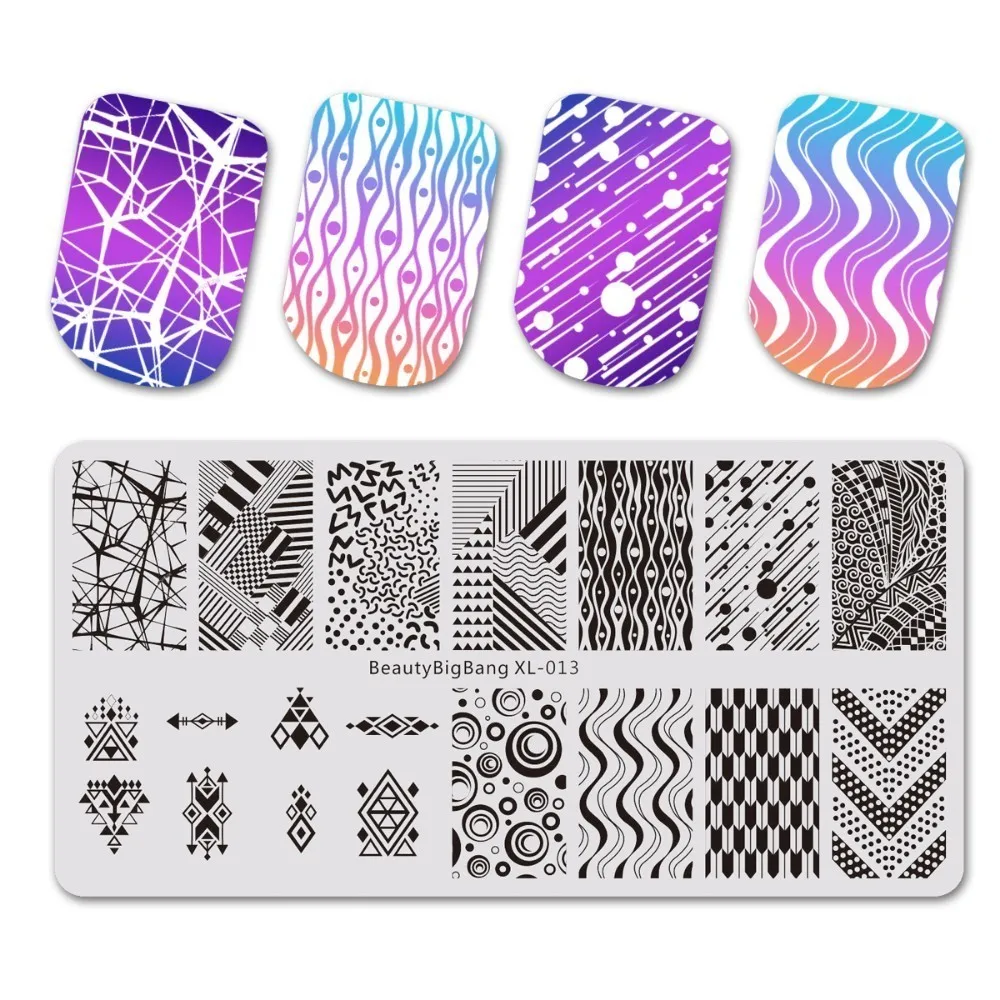

BeautyBigBang 1PC Rectangle Nail Stamping Plates Summer Printing Nail Art Stamp Template Image Plate Stencils BBB XL-013