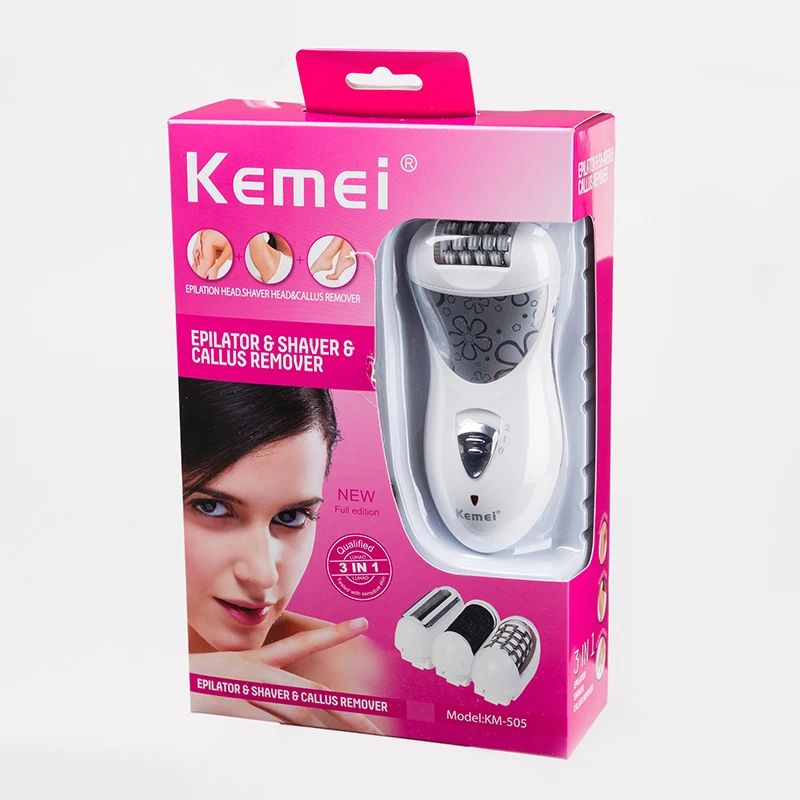 Kemei эпилятор, перезаряжаемый, 3 в 1, для леди, для удаления волос, электробритва, для удаления мозолей, депилятор, для женщин, инструмент для ухода за ногами