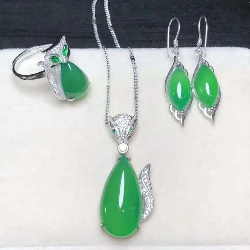 Joyas Sieraden ожерелье набор 925 Серебряный инкрустированный набор с подвесными кольцами и сережками покрыты подвески из агата