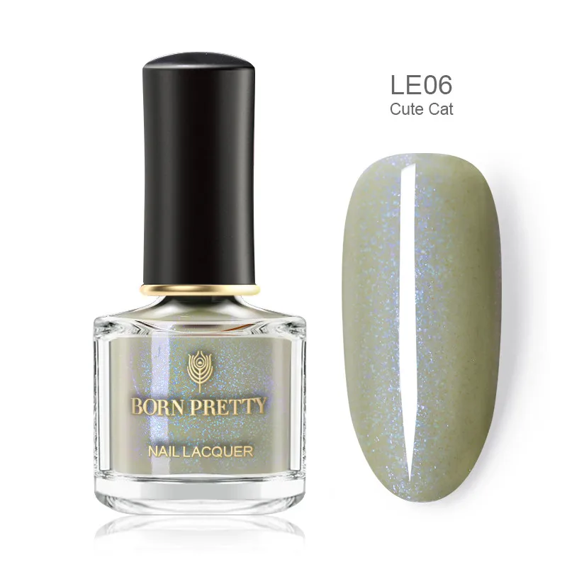 BORN PRETTY 6ml Nail Polish Shining Glitter Pearl Nail Art Polish Green Silver Color Lacquer Varnish Manicure Fast Dry Top Coat - Цвет: BP-LE06