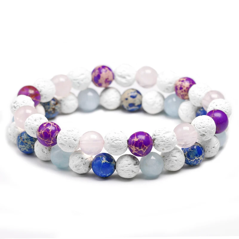 

Natural Picture stone With Rhodochrosite Bracelet Section white and Blue chalcedony Palm Charm Bangle Women Men Lovers Jewelry