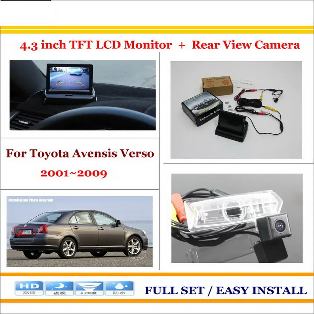 Liislee для Toyota Avensis Verso 2001~ 2009 Автомобильная камера заднего вида+ 4," TFT ЖК-экран монитор = 2 в 1 резервная система парковки