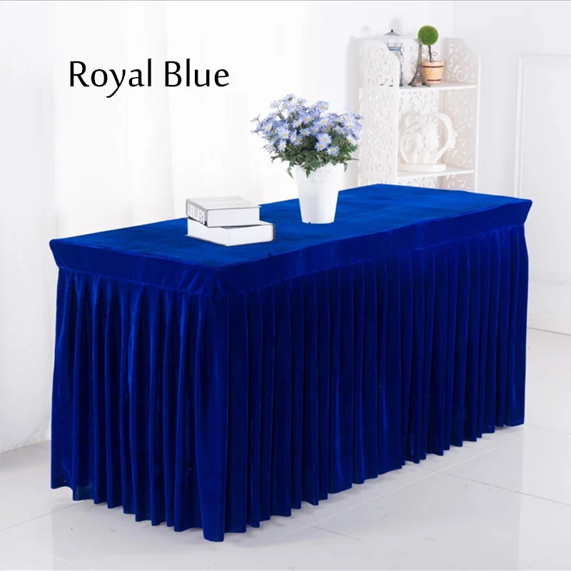 royal blue 1 шт., фланелевая прямоугольная скатерть, мягкая бархатная ткань, овальная Скатерть для свадьбы, свадьбы, конференц-зала, Декор, настольные юбки - Цвет: royal blue