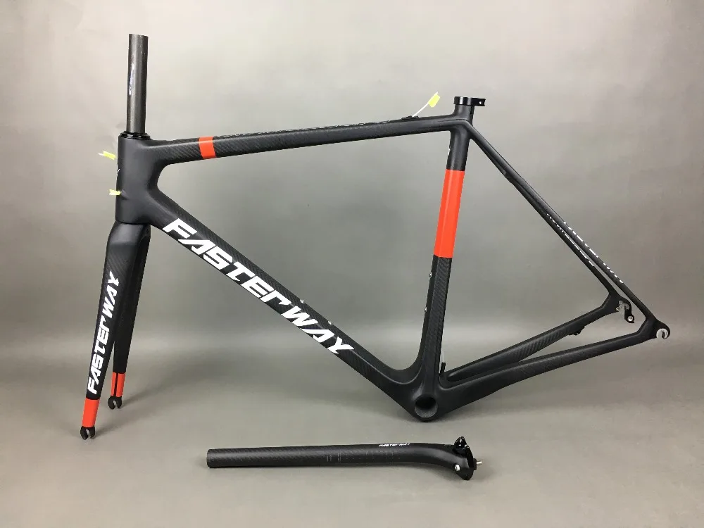 Clearance classic design FASTERWAY PRO full black with no logo carbon road bike frameset:carbon Frame+Seatpost+Fork+Clamp+Headset,free ems 90