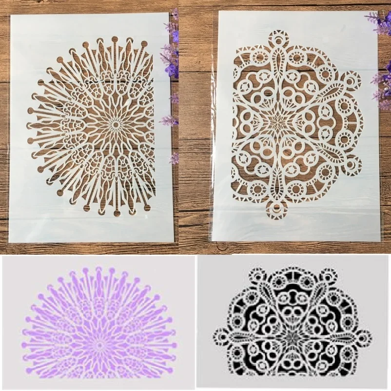 

2Pcs A4 Half Circle Wheel Round DIY Craft Layering Stencils Painting Scrapbooking Stamping Embossing Album Paper Template