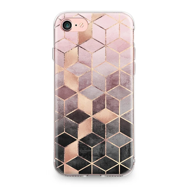 7385 Для Iphone 4, 4S, 5, 5S, SE, 6, 6 S, 7, 8 Plus, X, XR, XS Max, мягкая задняя крышка из ТПУ с золотыми краями, геометрическим узором, мрамором, силиконовый чехол, бампер, Fundas - Цвет: 7385