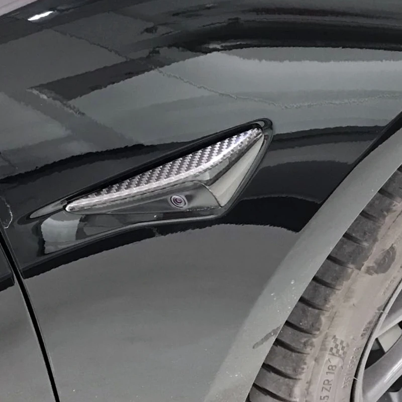 Для Tesla модель 3 стайлинга автомобилей авто аксессуар углеродное волокно наружные крыло автомобиля руководство отверстия стикеры для обклейки автомобиля 2 шт