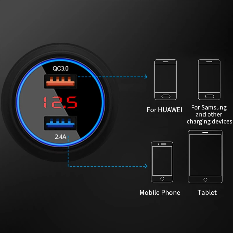 12 v-24 v автомобильный прикуриватель зарядка QC3.0 быстрая Зарядное устройство телефона Зарядное устройство гнездо автомобильного прикуривателя адаптер Авто USB зарядка аксессуары