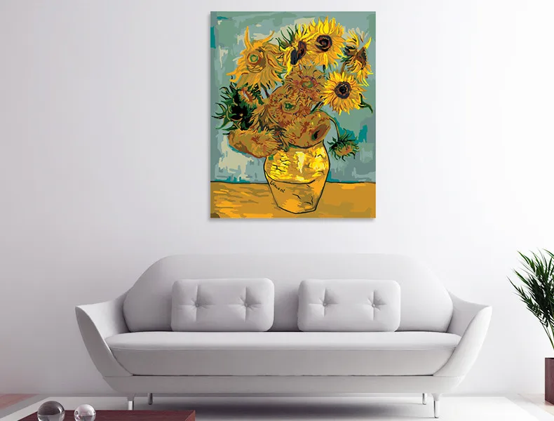 DRAWJOY Ван Гог Подсолнух живопись по номерам бескаркасная картина DIY Холст Картина маслом домашний декор для гостиной G234 40*50 см