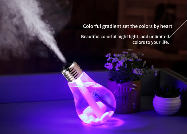 

Best Present 400ML USB Air Humidifier Mini Aroma Diffuser LED Night Light Mist Maker for Home Office Creative Bottle Bulb