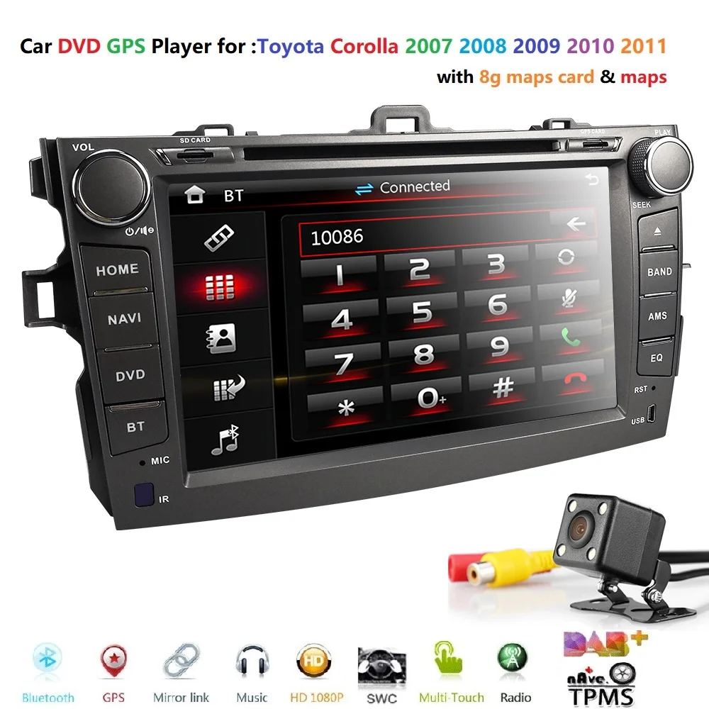 Автомобильный dvd плеер для Toyota corolla 2007 2008 2009 2010 2011 мультимедийный Радио Аудио gps