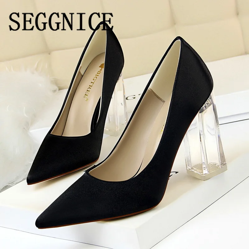 

Wedding Women's Transparent High Heel Shoes Crystal 2019 Ladies Pumps Fashion Party Sexy Night Club Luxury Plus Size Heels Woman