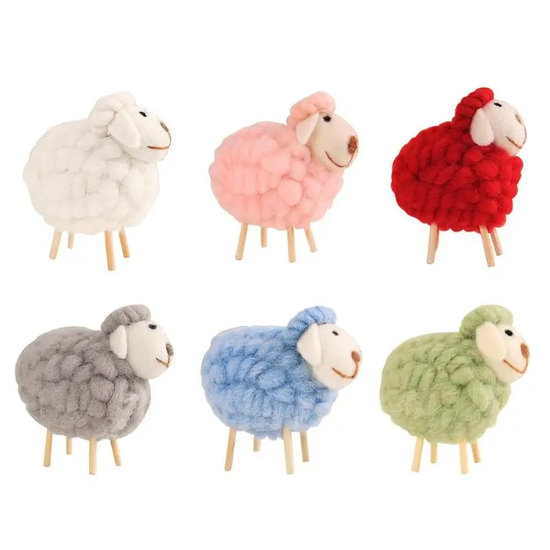 

1PC Creative Cute Plush Felt Sheep Desktop Decoration Ornament Animal Miniature Christmas Decoration For Home Children Gift