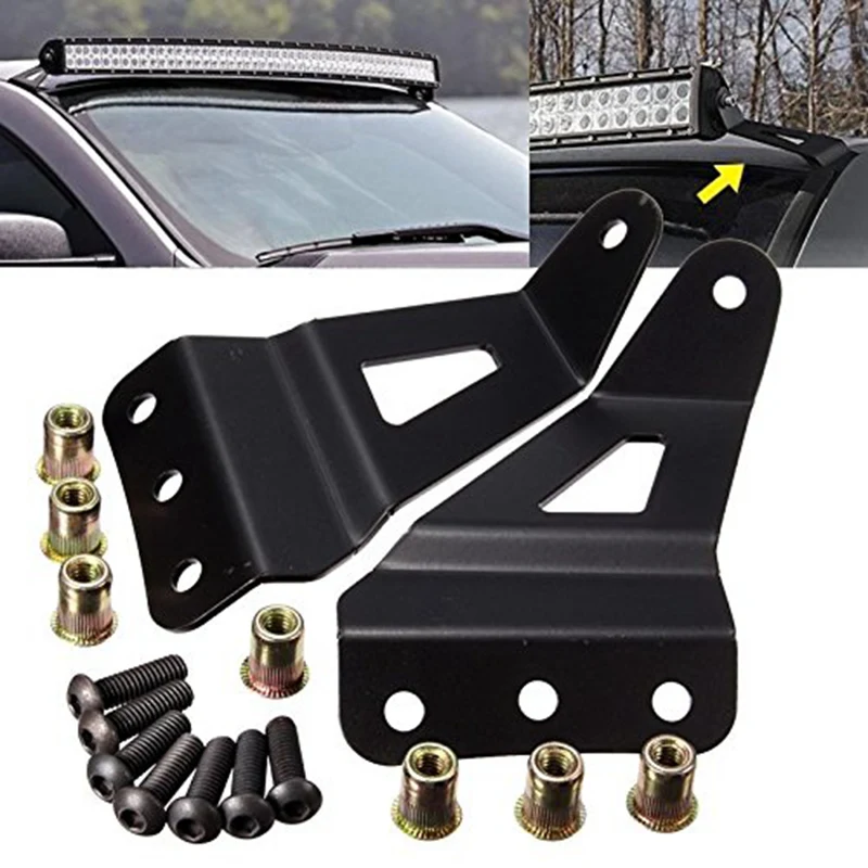 1 Set 50 Inch Curved LED Upper Windshield Light Bar Mounts for Pickups