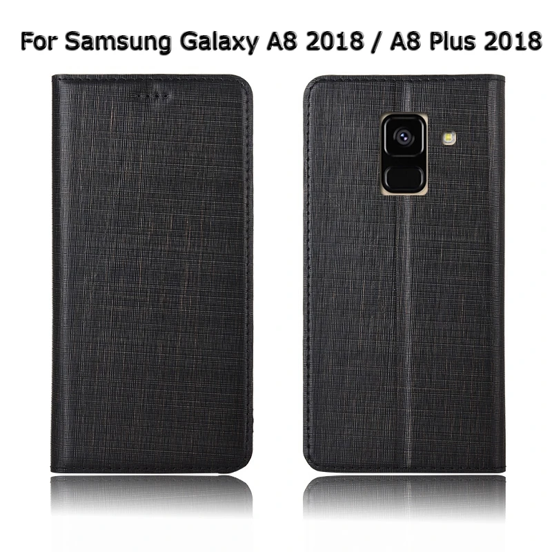 Из натуральной кожи ручной работы флип чехол для samsung Galaxy A6 A8 плюс A730F Стенд чехол на магните для телефона сумка