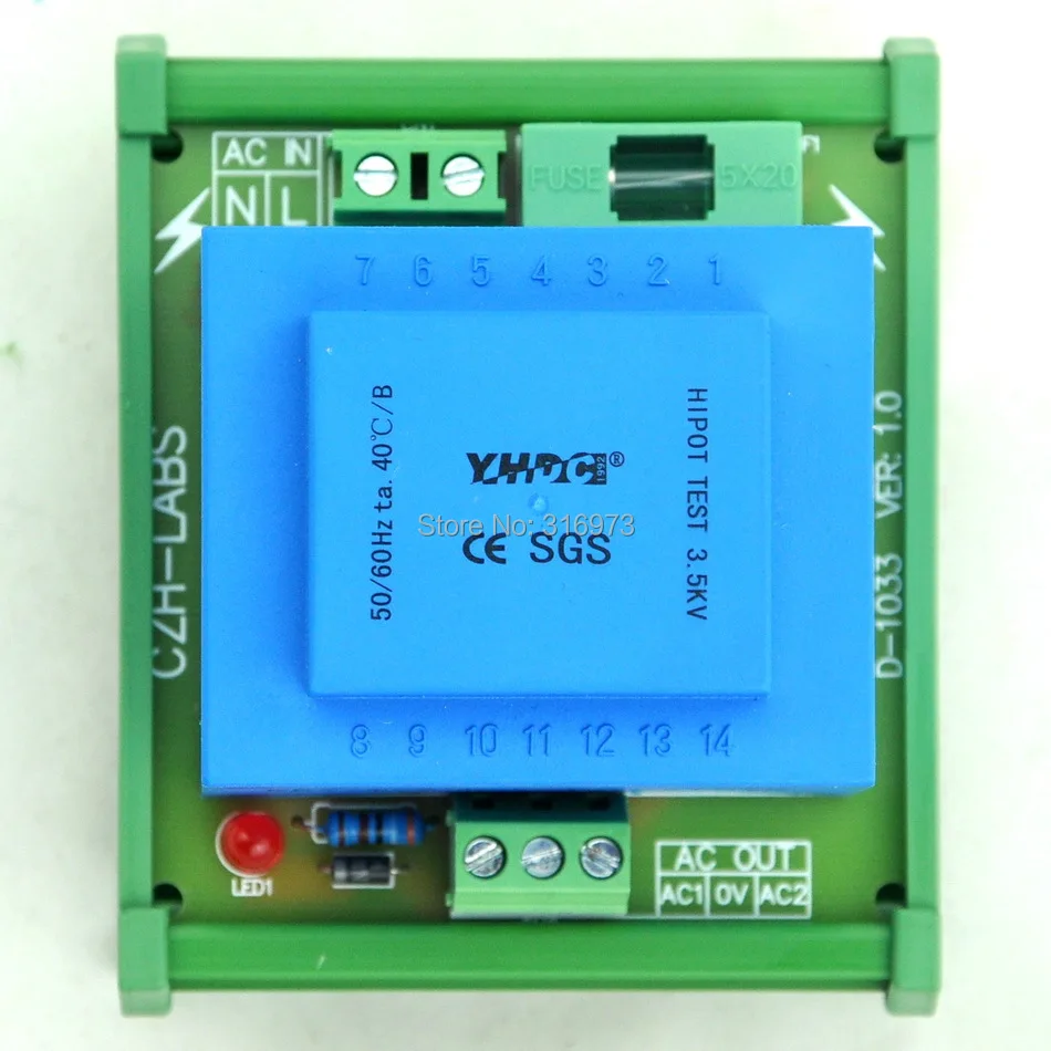 P 115VAC, 24VAC, 20VA DIN рейка крепление Мощность трансформаторный модуль, D-1033T/E, AC24V