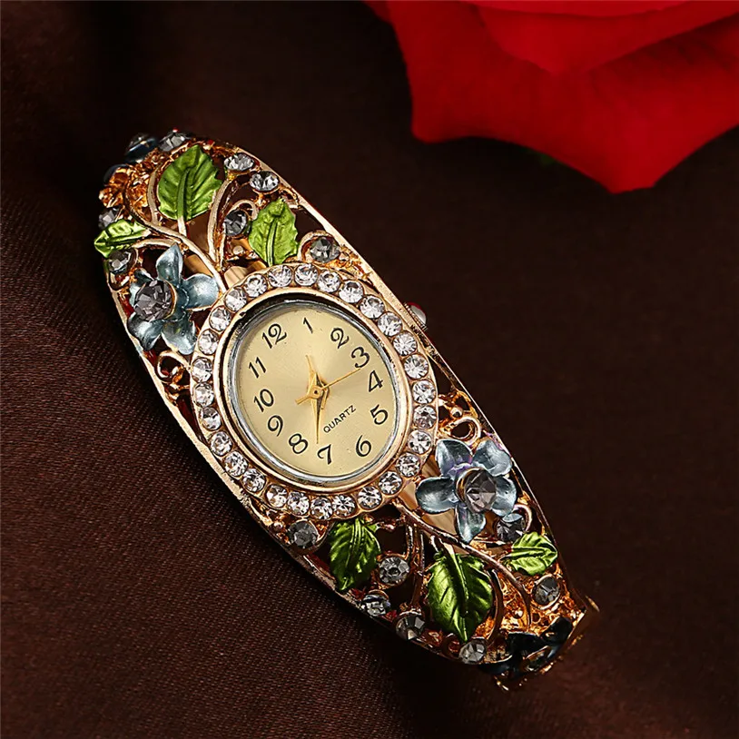 OTOKY идеальный подарок для женщин браслет с цветами из кристаллов кварцевые часы наручные часы July19P30