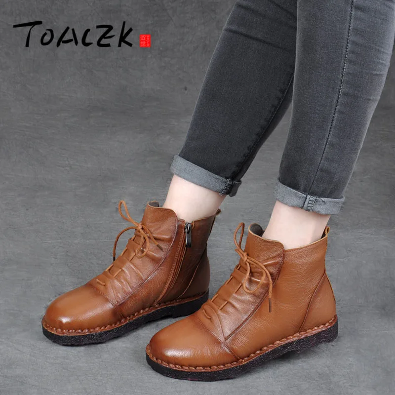 

Warm winter cotton shoes, leather add fluff ankle boots, soft - bottomed mother's shoes, casual snow boots