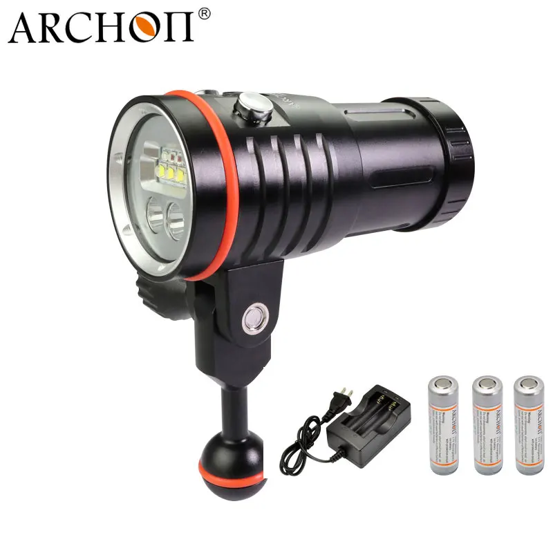 Archon D35VPII 2 in1 Дайвинг пятно и видео Torch Light Подводная фотосъемка плёнки Лампа 18650 батарея включены фонарик - Испускаемый цвет: Batteries included