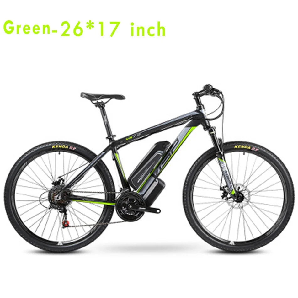Ebike мотоцикл 21 Скорость электромобиль Электрический мотоцикл дисковый тормоз 26 27,5 дюймов 38V10Ah литиевых Батарея задний привод Алюминий сплава рама горный велосипед - Цвет: Green-26X17 inch