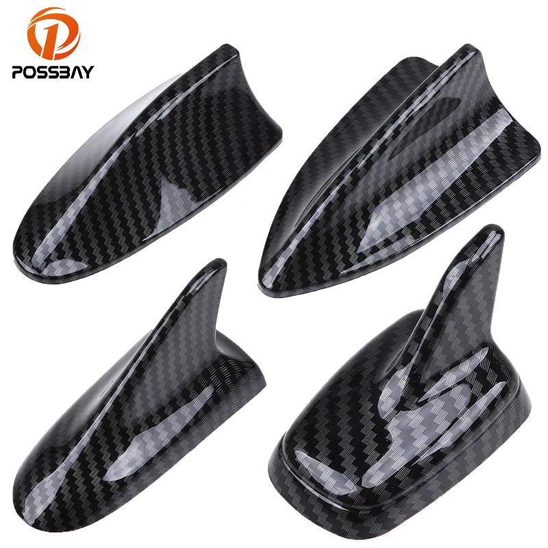 

POSSBAY Car Shark Fin Antenna Roof Shark Aerial Imitation Carbon Fiber Decorative Antennas for Polo Chevrolet Toyota Car Styling