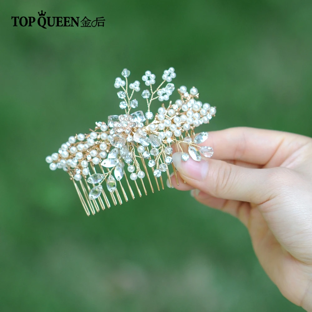 TOPQUEEN HP44 Свадебные расчески для волос шпилька для волос ювелирные изделия кристалл жемчуг бисером свадебные аксессуары для головных уборов для женщин