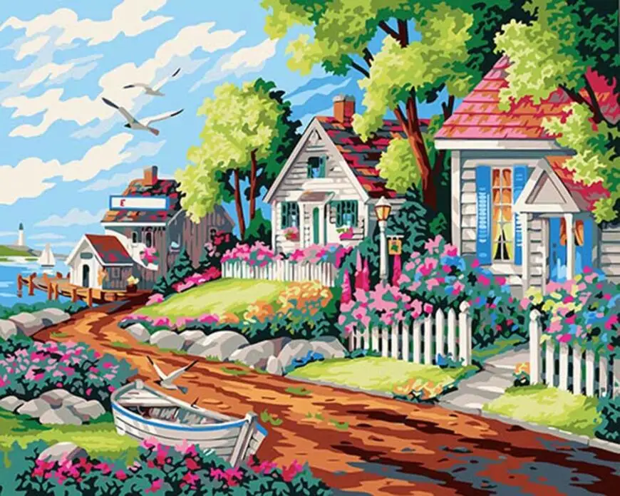 5065012 Картина по номерам Настенный декор diy картина маслом на холсте для домашнего декора 50*65 деревенский пейзаж большой размер DY81 - Цвет: 5065012