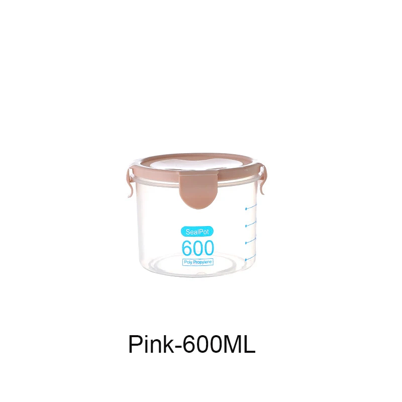 Pink-600ml 600-1000 мл кухонная коробка для хранения, герметичный контейнер для хранения продуктов, три цвета, пластиковый контейнер для свежего горшка - Цвет: Pink-600ml