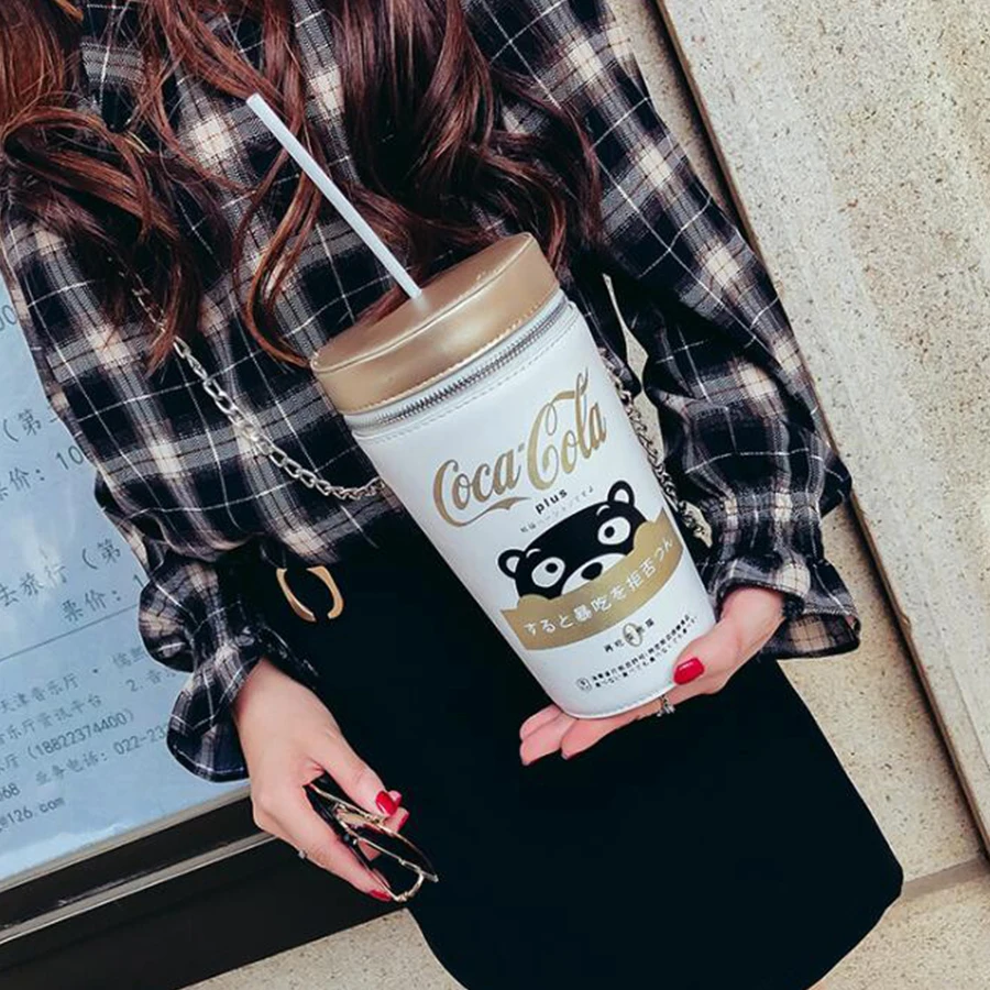 Забавная Милая Кокс соломенная бутылка дизайн мультфильм принт медведь сумка