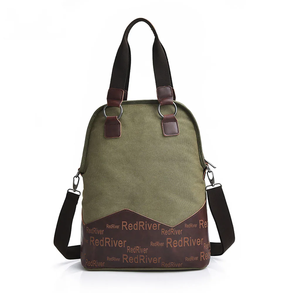 

Simple Style Patchwork Business Canvas Handbag Multifunction Travel Shopping Shoulder Bag Coffee / Khaki / Green
