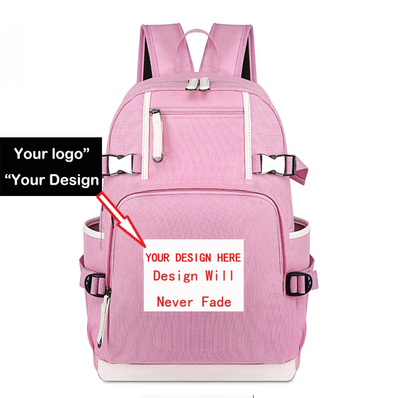 style5 Pink DIY настроить логотип печать промоуцион рюкзак школьный рюкзак ноутбук рюкзак повседневный рюкзак креативный подарок черный синий розовый фиолетовый - Цвет: style5 Pink