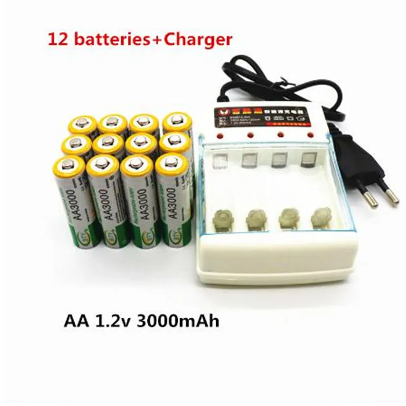 Dolidada 4 шт. 1,2 в 3000 аккумулятор АА, мАч ni-mh аккумуляторная батарея аа батареи+ 1 шт. зарядное устройство для батареи AA/AAA