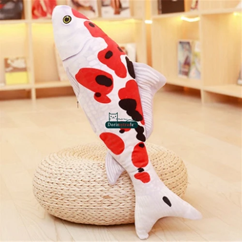 White-red black Dorimytrader 135 см Большой Имитация животных кои Плюшевая Игрушка Рыба мягкие рыбы животные подушки детские куклы 53 дюйм(ов) подарок украшения - Цвет: White-red black