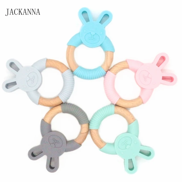 Buy 5PCS Food Grade Silicone Rabbit Teether Baby
